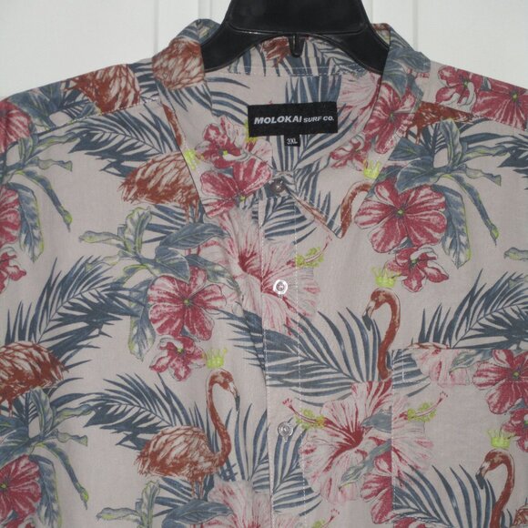 Molokai Mens S/S Multicolor Cotton Floral Hawaiian Shirt - Size 3XL - Picture 3 of 3